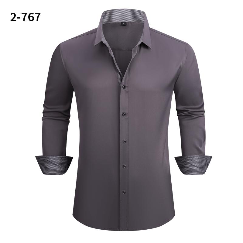 

Men s Four-Way Stretch Color-Block Long Sleeve Business Casual Plus Size Shirt - Black Small
