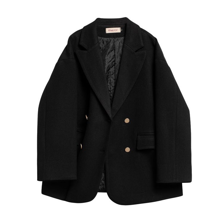 

Серый короткий костюм шерстяное пальто женское осень и зима свободный новый маленький высококачественный утолщенный шерстяное пальто 3XL