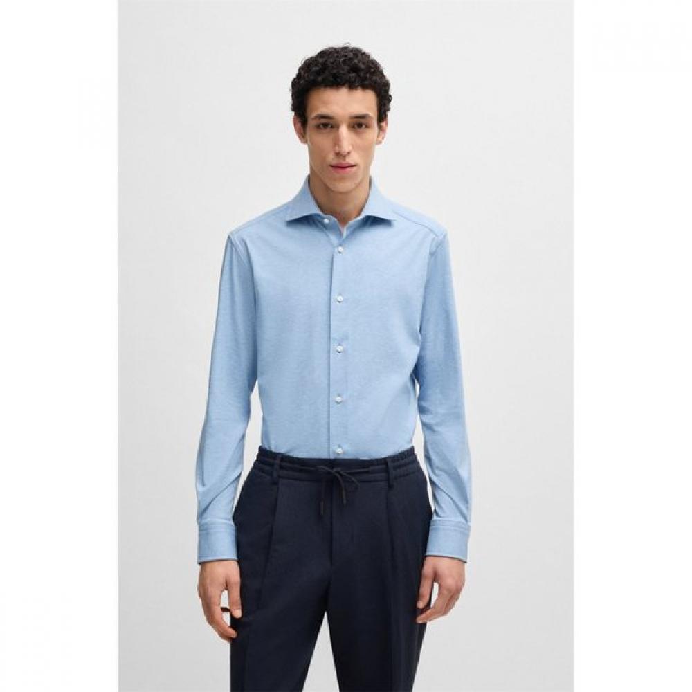 Boss Slim Fit Shirt Turquoise Italian Cotton Blend  50539612447 39