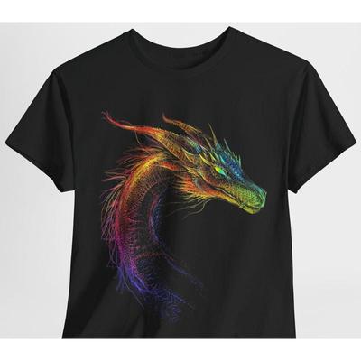 Dragon Drawing Colorful Animal Artwork Fantasy Dragon T Shirt