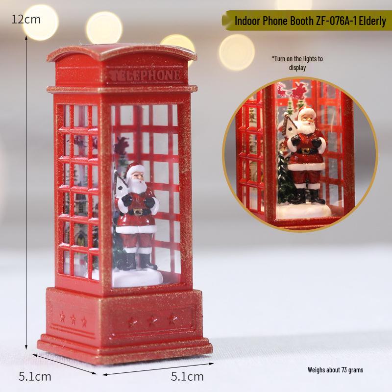Weihnachts-LED-Flammen-Telefonzellen-Ornament - Kleine Öllampen-Requisite für Café, KTV, Szenendekoration.