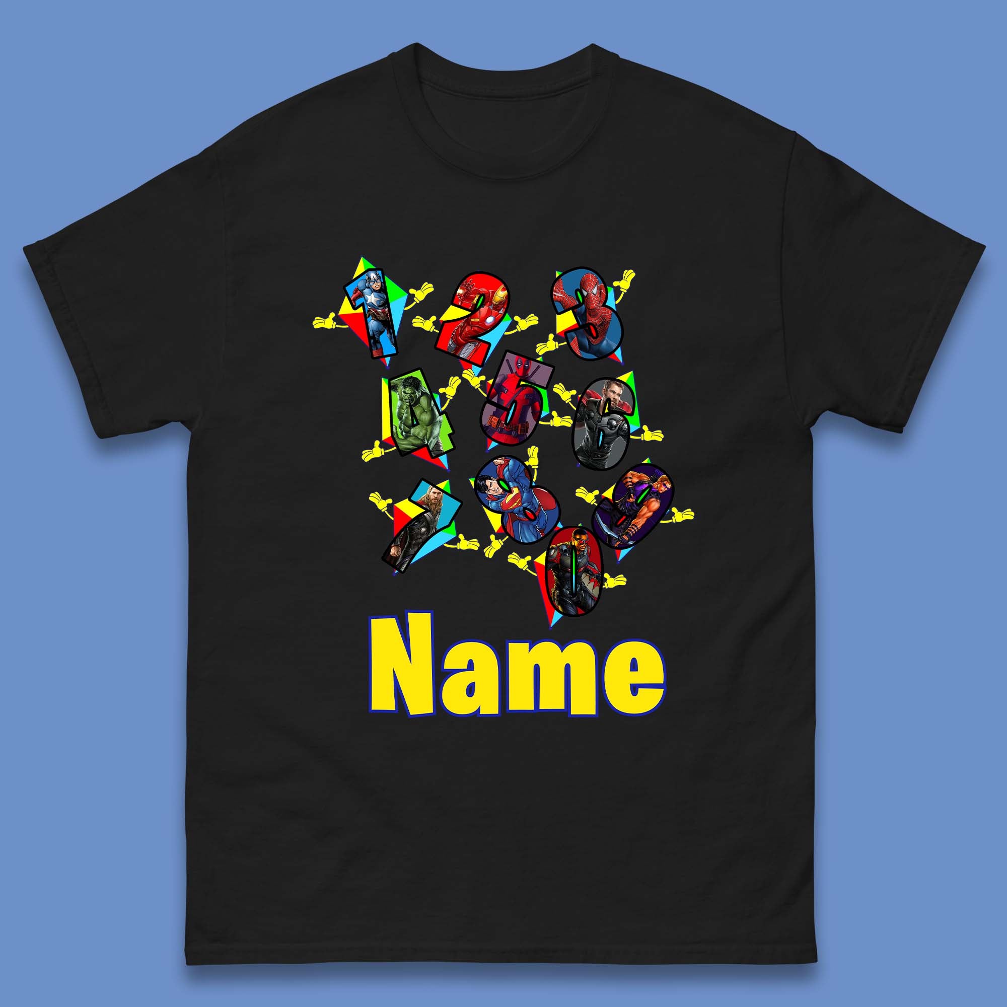 Personalised Number Day Superheroes Superheroes Mens T-Shirt Womens Tops Tees XL
