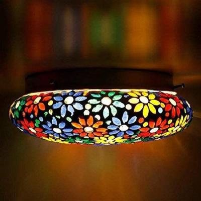 Ręcznie robiona lampa sufitowa z mozaikowego szkła, ozdobiona motywem kwiatowym, do dekoracji domu, baru, restauracji, kawiarni. (Wielobarwność)