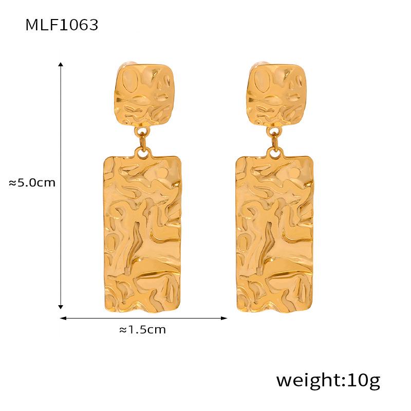 European & American Fashion Geometric Pleated Titanium Steel Women s Earrings - Colorfast & Simple Design