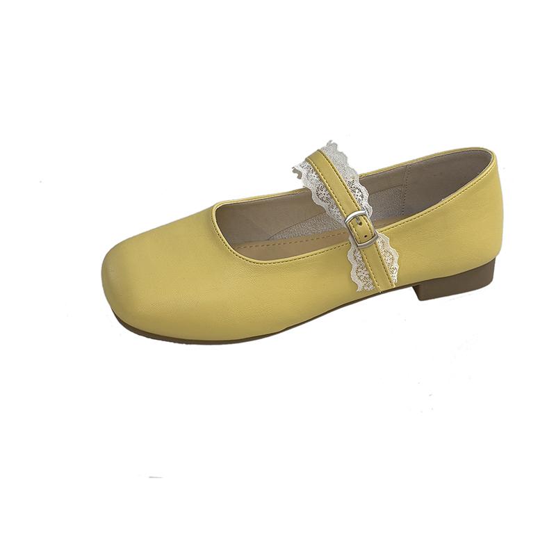 Fashion Baotou Lace Slippers Summer Women's Outside New Square Toe Shallow Mouth Soft Sole Outside Wear Mary Jane Non-slip Flats