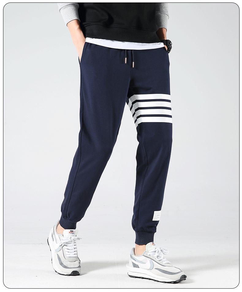 Men's Tide Brand Four-Stripe Casual Jogger Sweatpants - Trendy, Versatile Cotton for Spring and Autumn