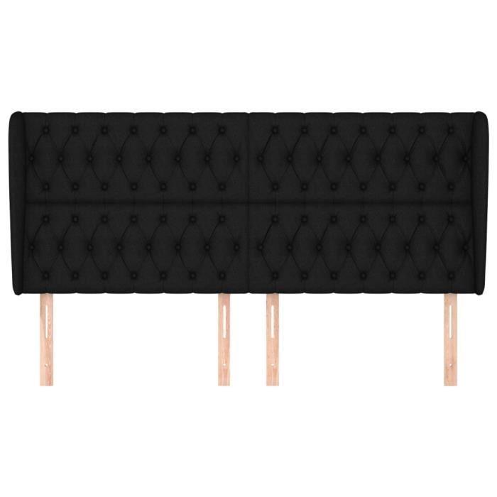 VidaXL Tête de lit avec oreilles Noir 203x23x118-128 cm Tissu3118316