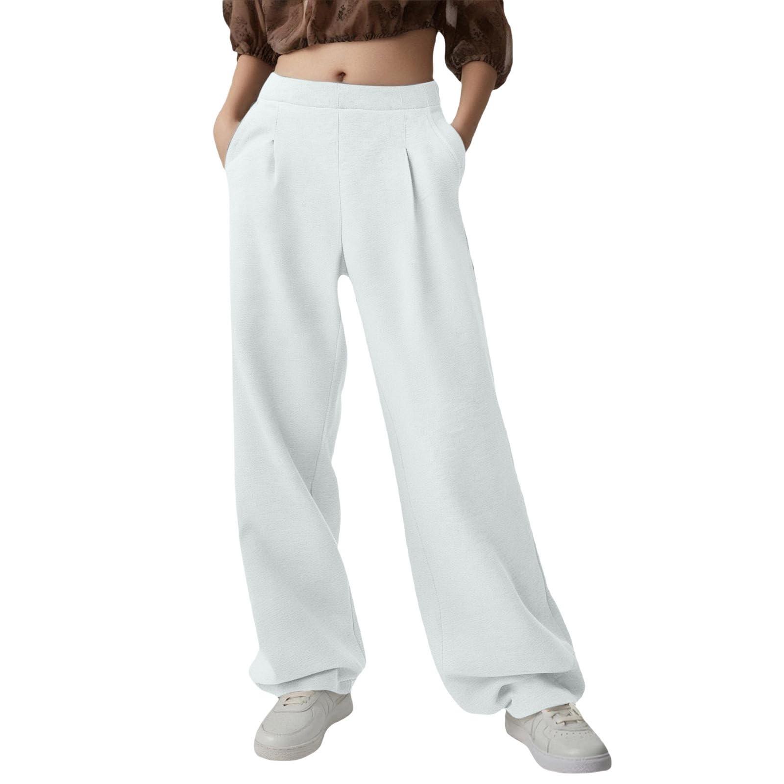 

Женские брюки-палаццо, летние повседневные струящиеся брюки с широкими штанинами, наряды для пляжа, путешествий, отпуска S белый