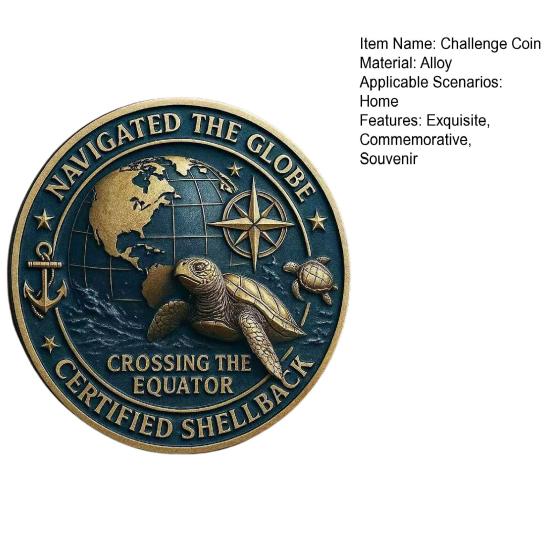 U.S. Navy Shellback Crossing The Line Challenge Coin Navy Souvenir Military Commemorative Coin for Veterans Sailors