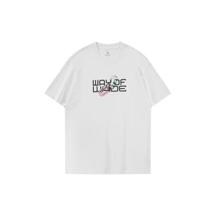 Li Ning T Shirts Unisex White Crew Neck Moderate AHSS641-2K