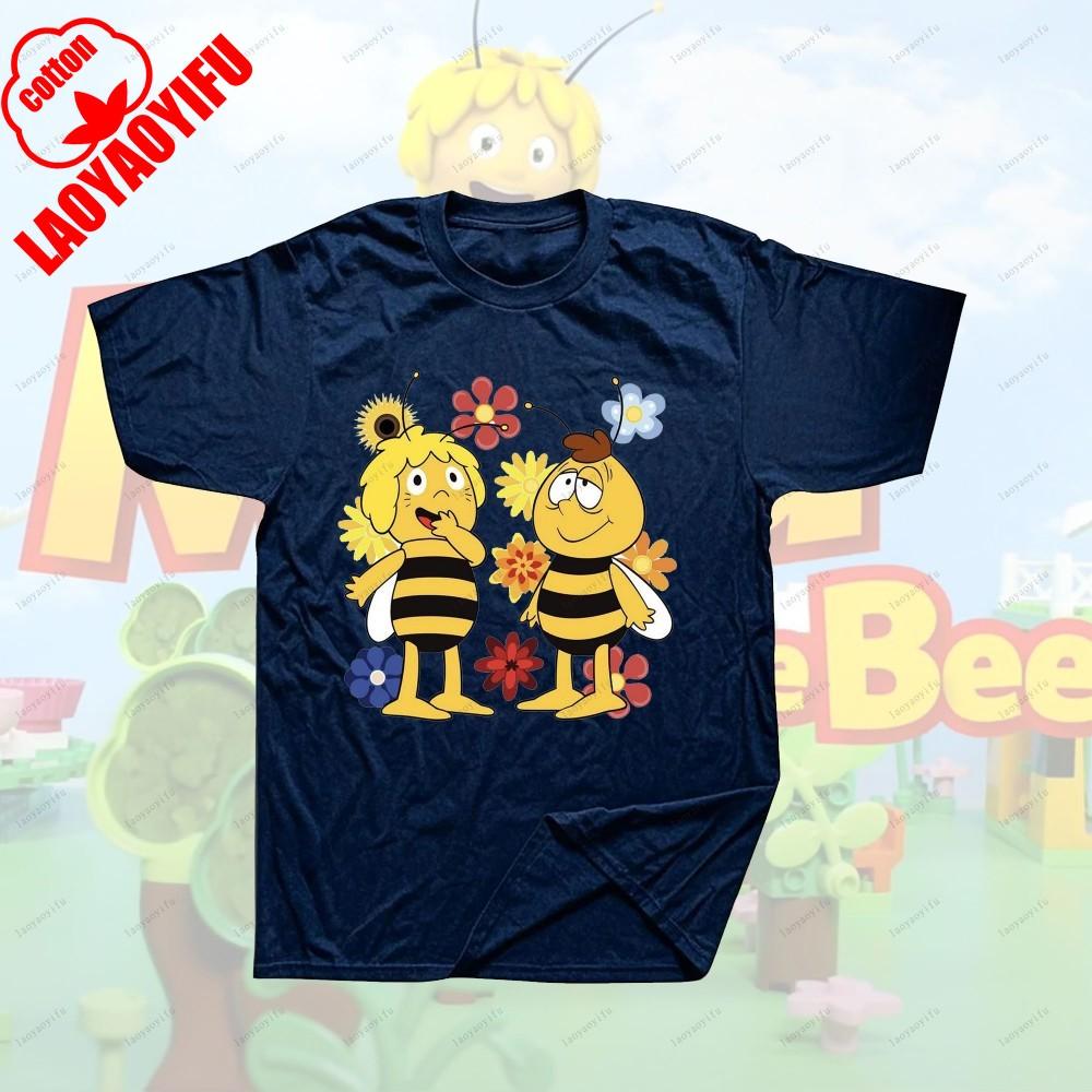 Maya The Bee Movie Cartoon Character T-shirts Maya The Bee Movie Kawaii Cartoons T Shirt Summer Breathable Camisetas