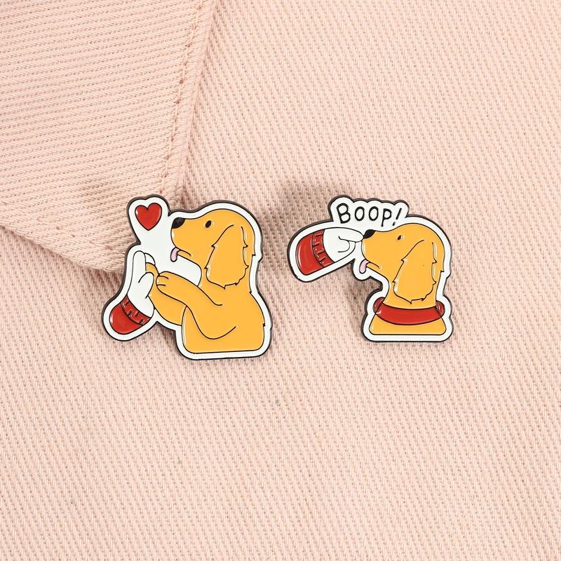 2-6pcs/set Cute Animal Enamel Pins Curious Monkey Golden Retriever Chubby Cat Crow Brooches Lapel Badge Jewelry Gifts For Friend