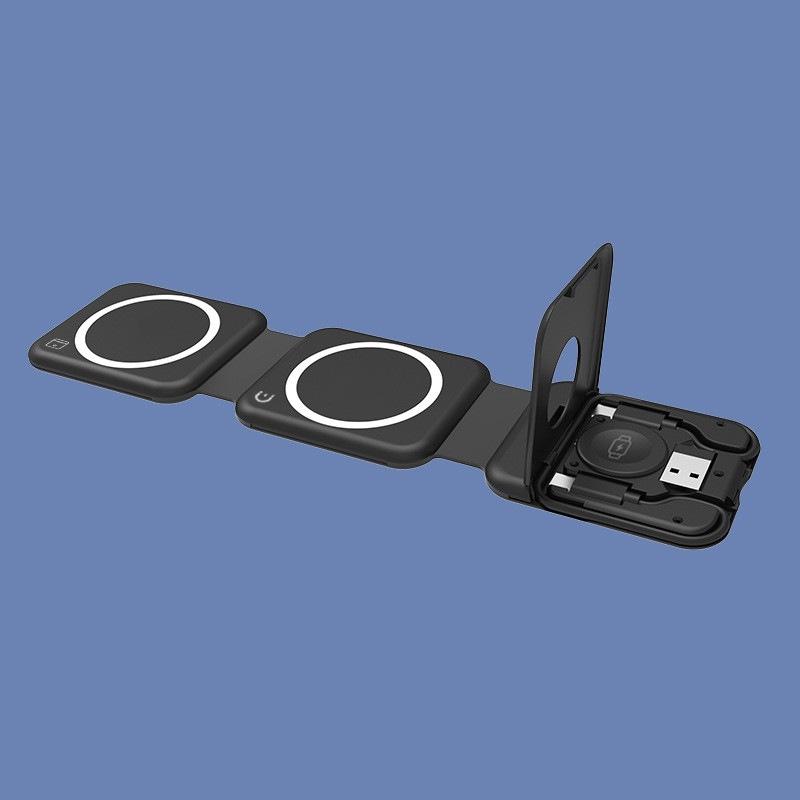 Magnetic 3-in-1 Wireless Charger for Phones, Earbuds, and Watches