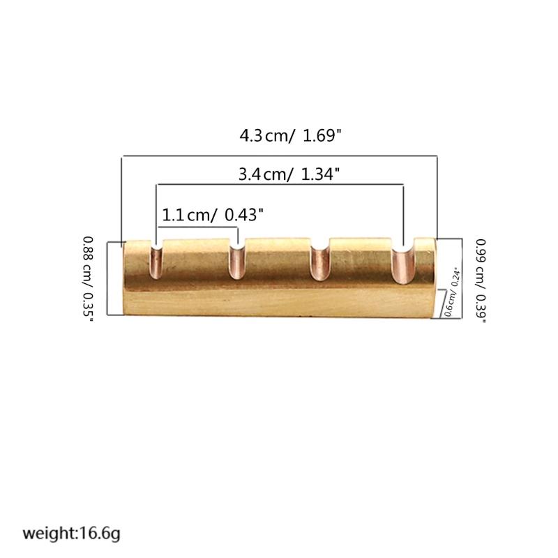 4 String Electric Bass Top Nut Replacement Bass Guitar Pre-Slotted Brass Nut