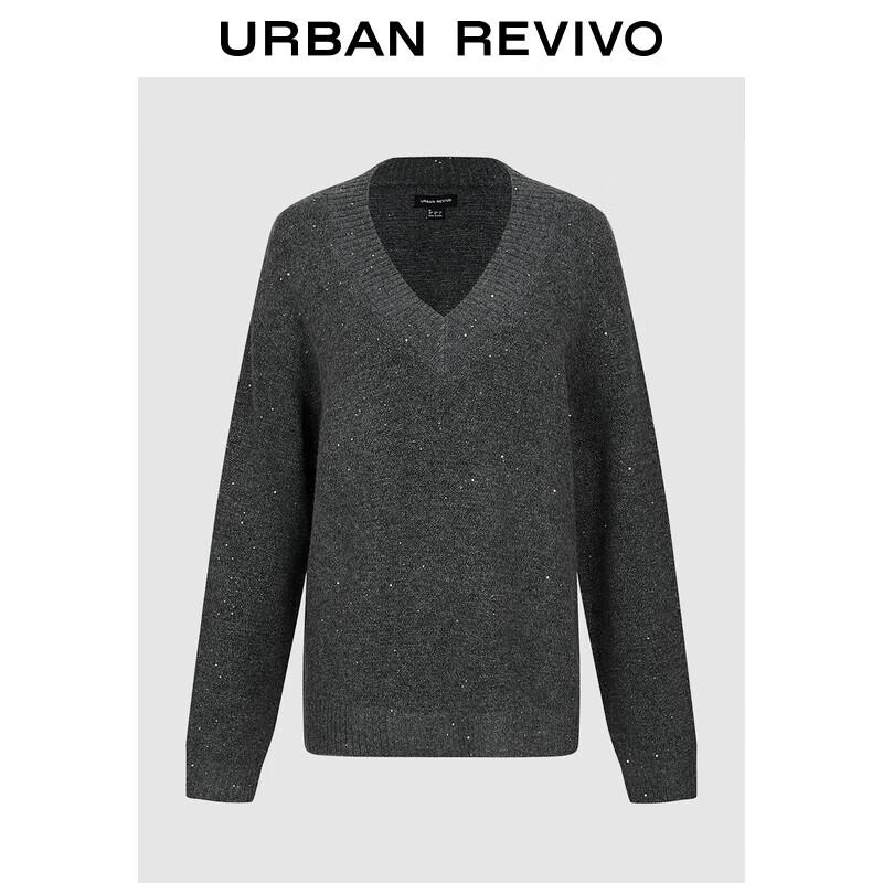 

Женский трикотажный свитер с V-образным вырезом и пайетками от UR L