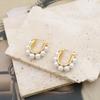 Exclusive For French Retro 18K Gold Titanium Steel Earrings, Personalized Light Luxury U-Shaped Pearl Earrings, High Sense