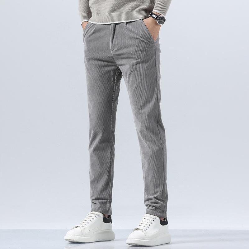 Spring Autumn Men's Corduroy Casual Pants Business Fashion Solid Color Elastic Regular Fit Trousers Male size 29-38