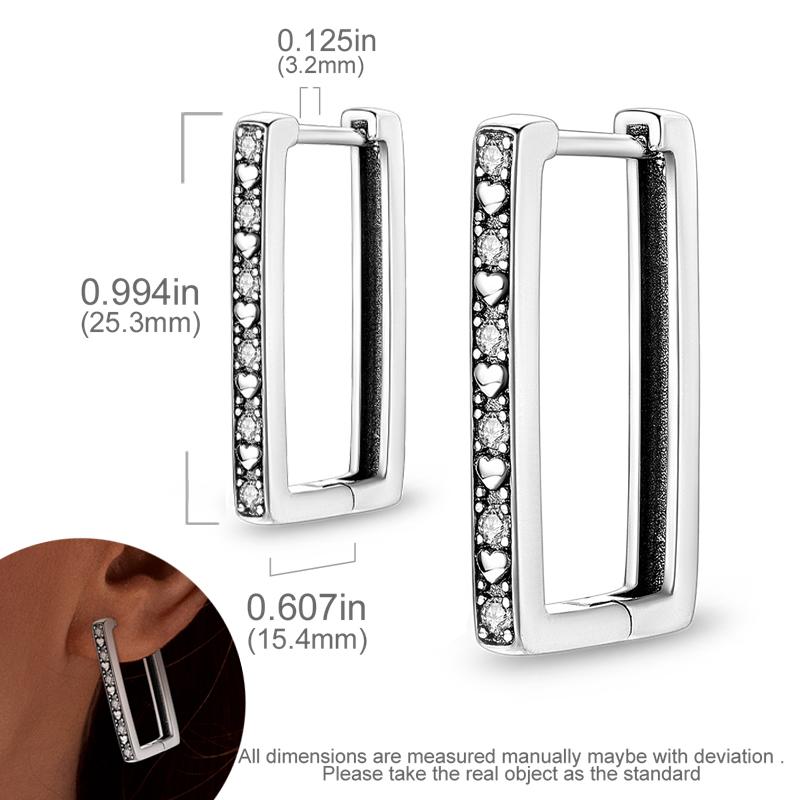Original 925 Silver Hoop Earrings For Women Small Heart Lozenge Star Shape Zircon Luxury Women Earrings