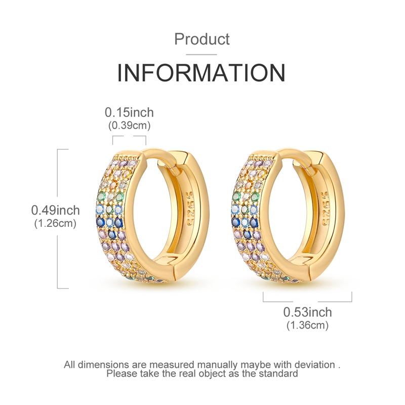 925 Silver Earrings Sparking Colorful Zirconia Hoop Earrings For Women Girls Party Anniversary Jewelry Gifts