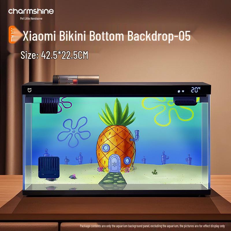 Hochauflösender 3D-Aquarium-Acryl-Hintergrund mit Cartoon-Aufklebern