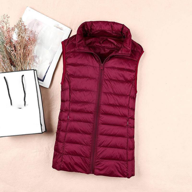 Giacca in Piumino d'Anatra Bianca Gilet da Donna Autunno Inverno Senzamaniche Gilet Caldo Leggero Piumino Top Femminili Capispalla 8XL