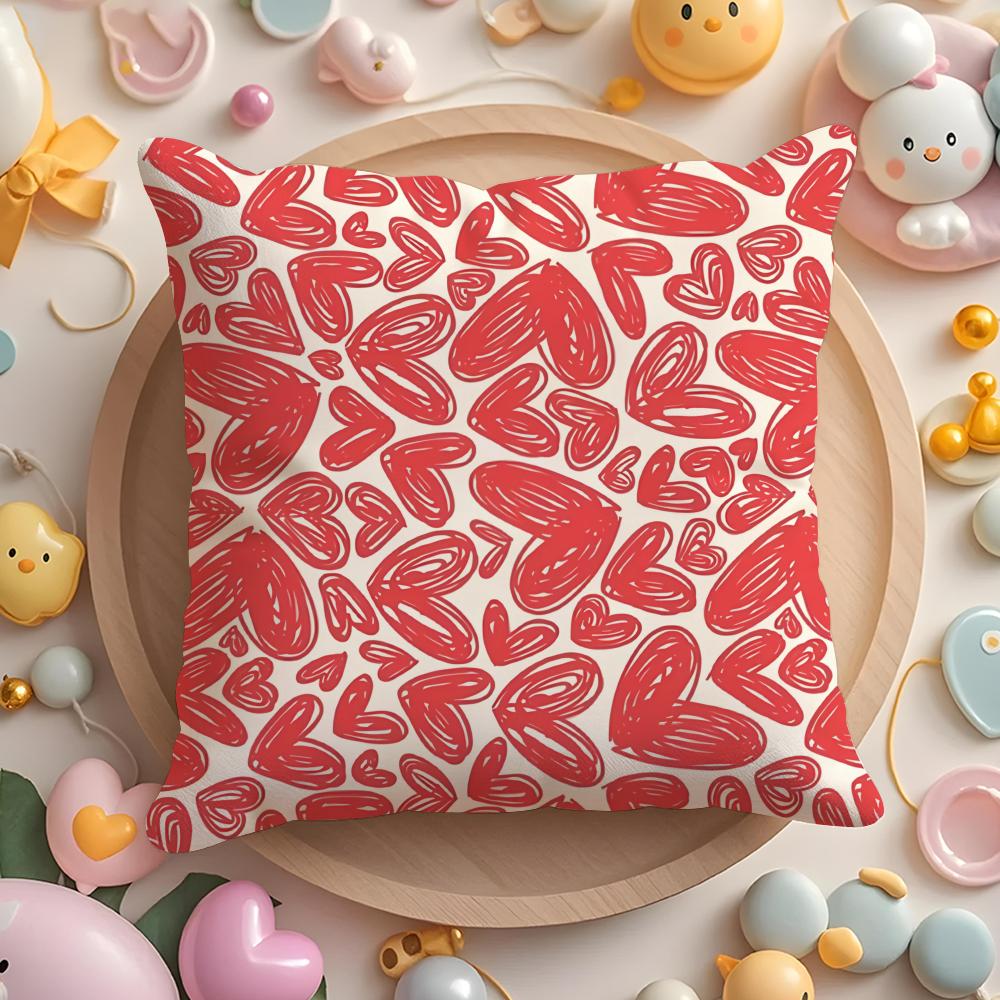 

Hot Loving heart Cushion Cover Short Plush DoubleSided Printing Home Machine Washable in Warm Winter Pillow Cover 40x40cm 16x16in