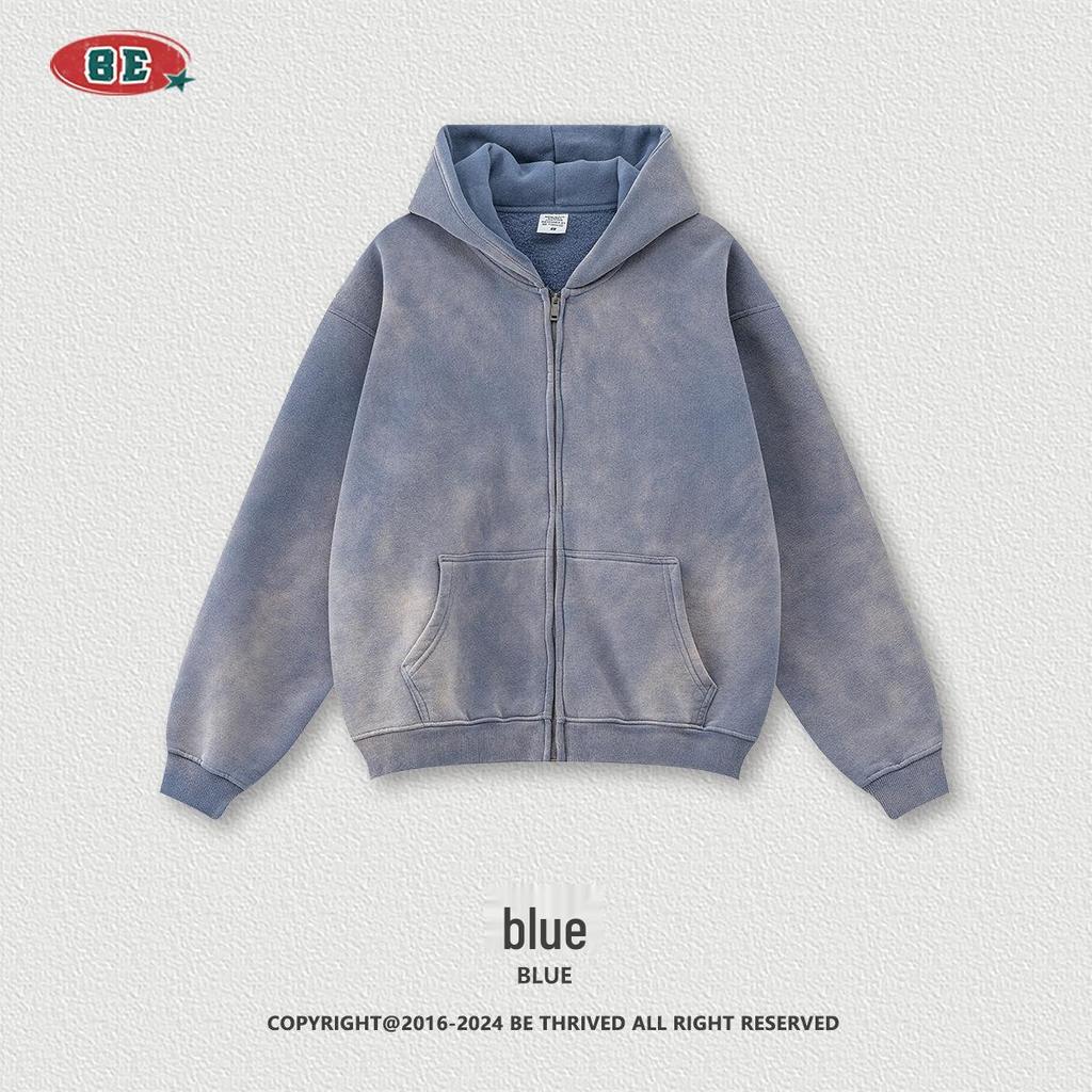 BE Winter 2025 Men's American Trend Plus Velvet Hooded Sweatshirt & Straight Casual Pants Two-Piece Set