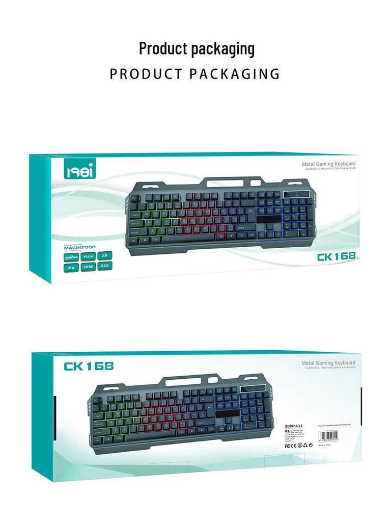 Farbbeleuchtete kabelgebundene Gaming-Tastatur mit mechanischem Gefühl für Laptop & Büro