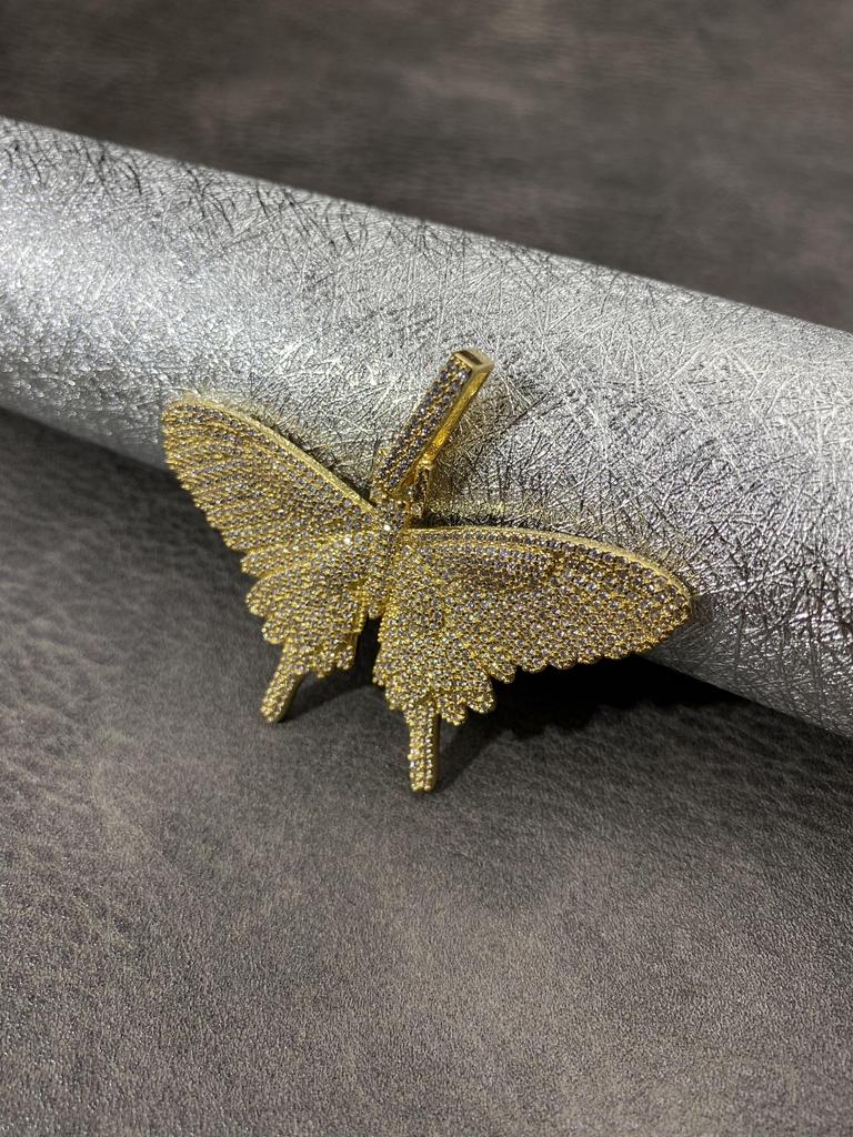 Hip Hop New Zircon Butterfly Pendant Fashion Silver Butterfly Pendant Sweater Chain
