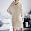 New autumn and winter home casual simple style short skirt lace V-neck knitted long-sleeved sweater dress