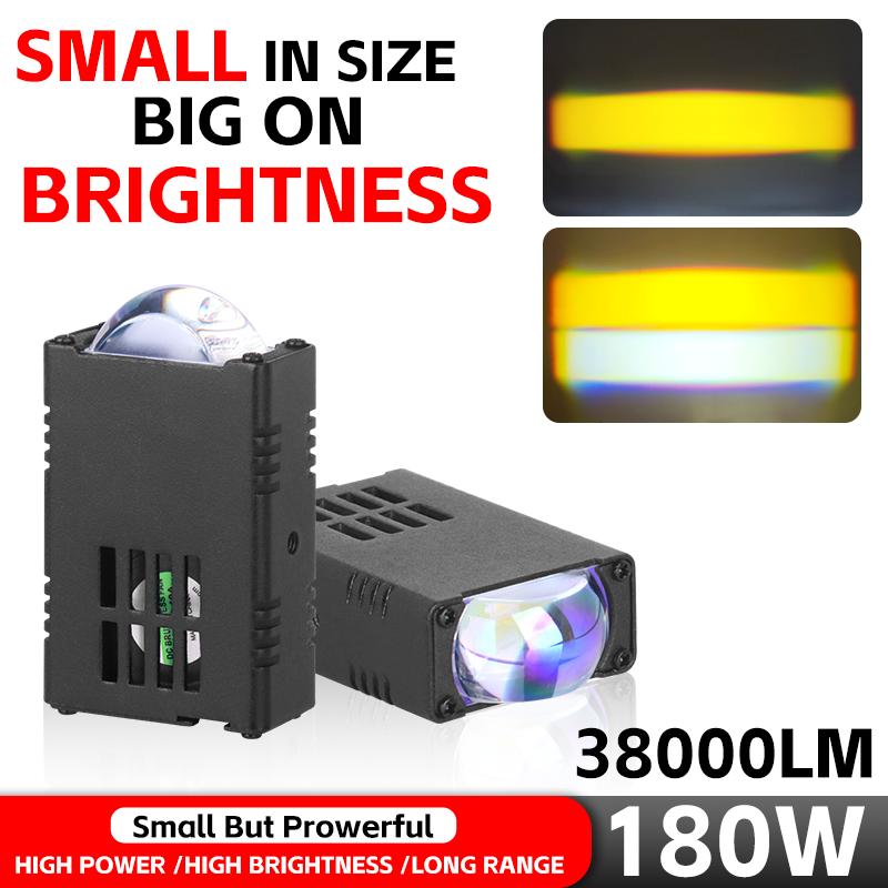 2PC Car Grile LED Light Pods Car Front Headlight 180W Motorcycle ATV UTV Projector Lens Car Fog Offroad 38000LM with Fan 10V-36V