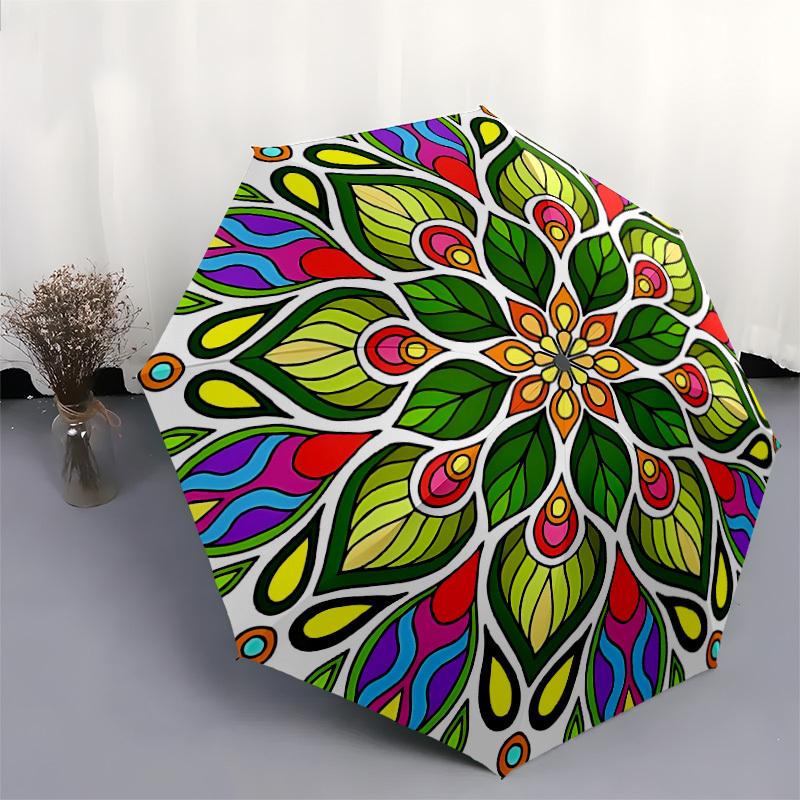 1pc Mandala Art Automatic Umbrella Durable Iron Frame & Plastic Handle, Gift for Men & Women, Sturdy Construction yy250905169