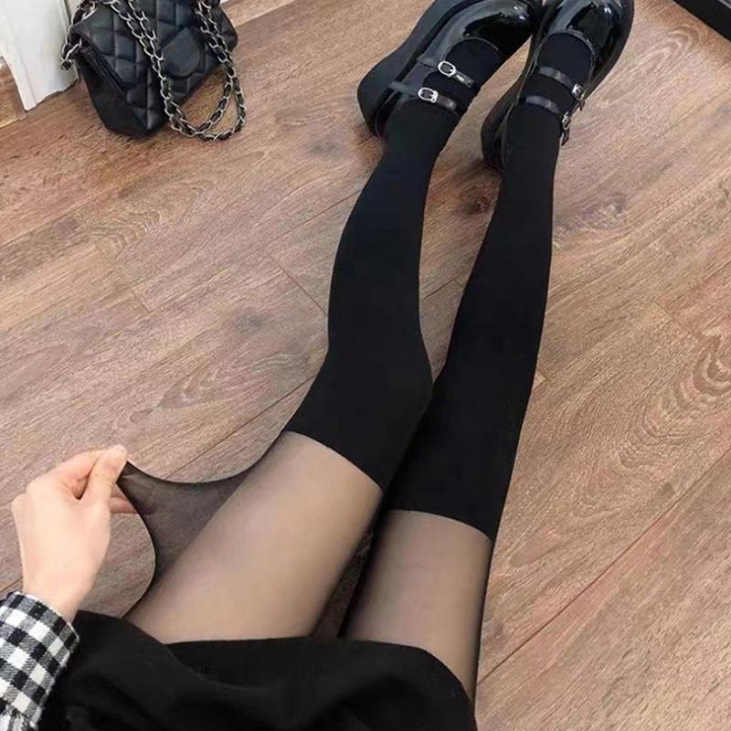 Sexy Patchwork Color Womens Pantyhose Fake Stockings Thighs High Stocking Black Color Silk Socks Japanese Style Jk Sock