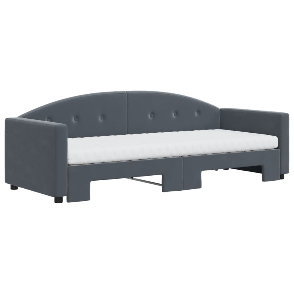 Vidaxl Sofa Rozsuwana Z Materacami, Ciemnoszara, 80X200 Cm, Aksamit