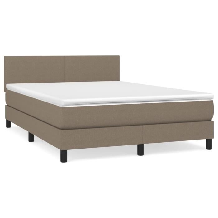 VidaXL Lit à sommier tapissier avec matelas Taupe 140x190 cm Tissu 3139893