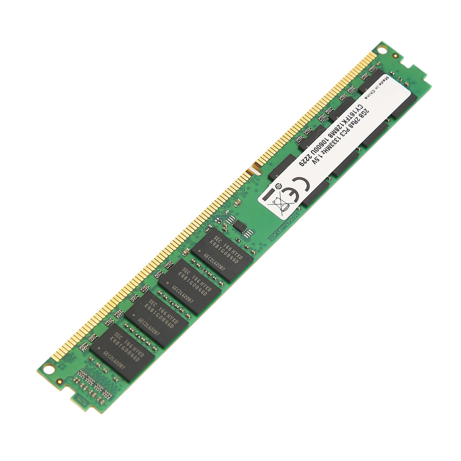 

RAM DDR3 2G 2Rx8 1333MHz 240Pin Glossy Running DDR3 RAM Plug and Play High Reliability PC RAM for Desktop Computer