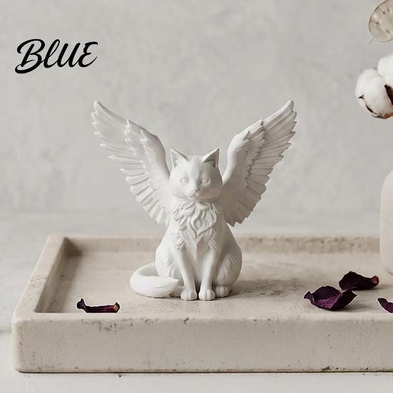 Minimalist Shelf Decor Angel Cat Desk Ornament Matte White 3D Printing Figurine Healing Home Winged Sculpture for Office And Desktop PLA Material