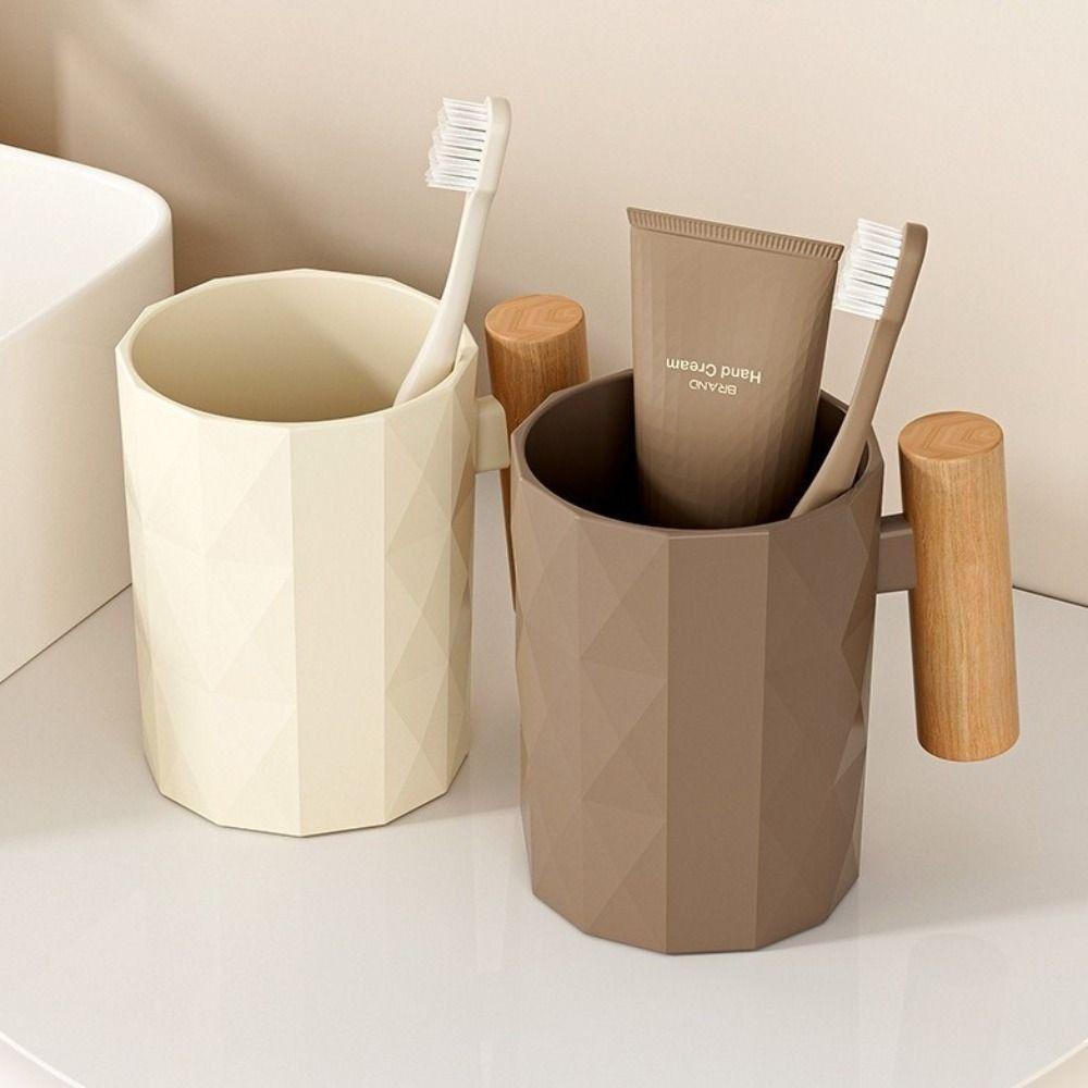 Wooden Handle Bathroom Mouthwash Cup Nordic Style Toothpaste Storage Cup Toothbrush Holder  Boys