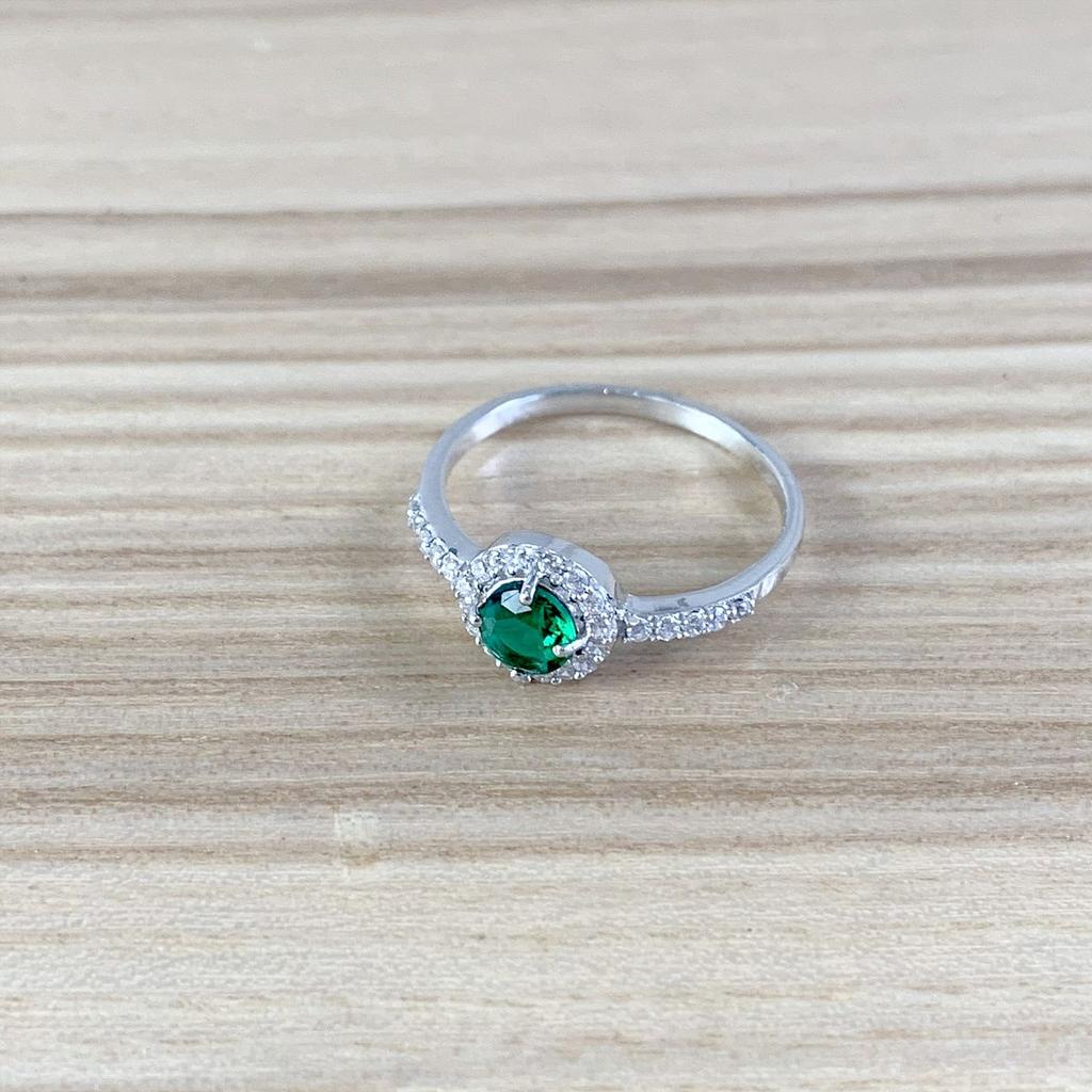 Silver Ring with Emerald Nano 0.8ct (1988008)