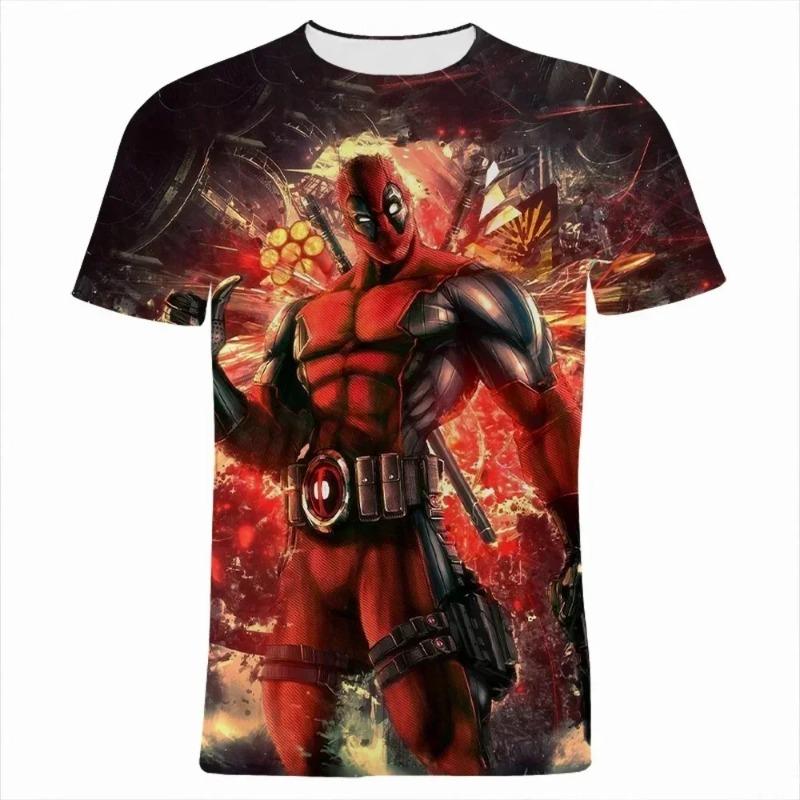 Hot-selling Marvel  Deadpool  T-shirt - Superhero Men s T-shirt - 3D Printed T-shirt - Summer Short Sleeve - Breathable Top XXS
