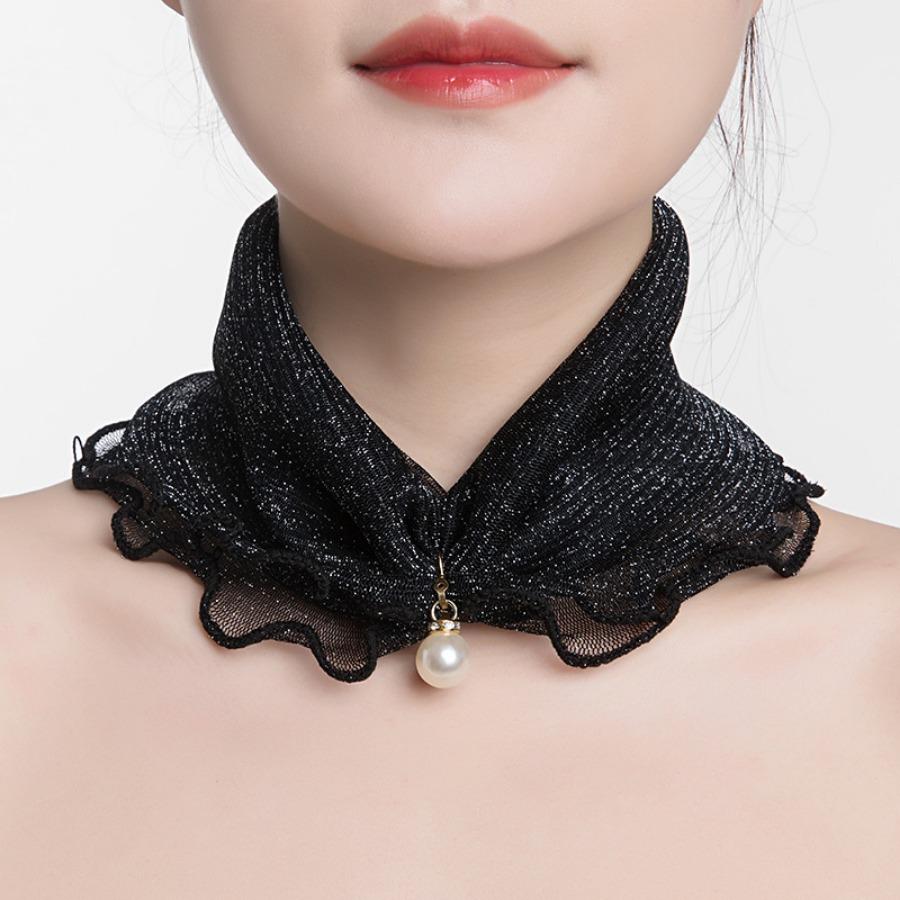 

18 стилей женский шарф из золотого шелка с жемчугом, кружевной шарф-вариация с деревянными ушками, модный квадратный шарф, многофункциональный шелковый шарф