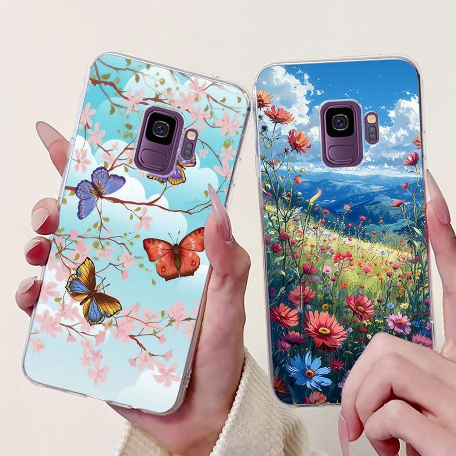 For Samsung Galaxy S9 Case SM-G960F Cover Fashion Flower Soft Slim Back Cover For Samsung S9 Plus S 9 GalaxyS9 S9+ SM-G965F Capa