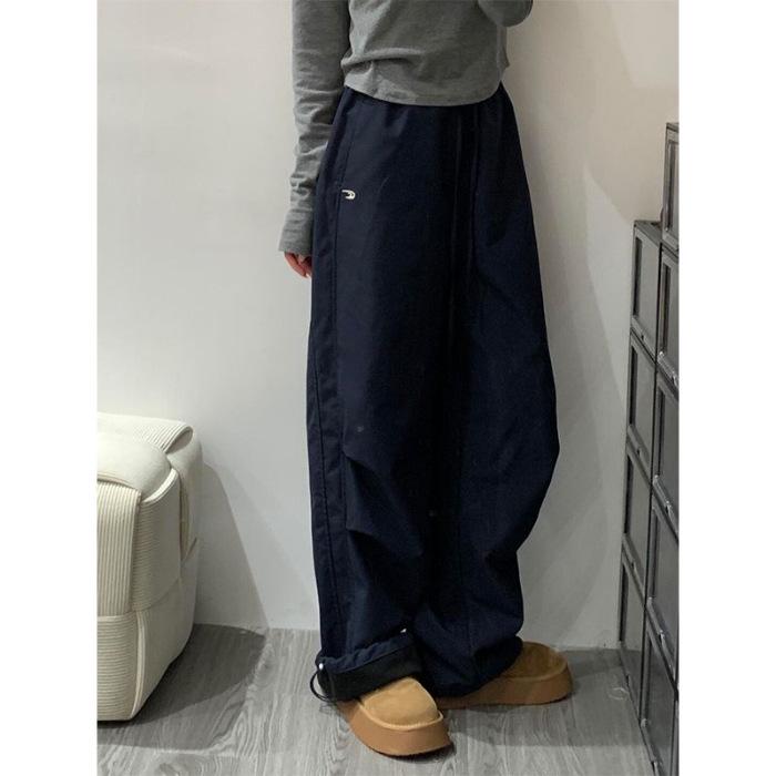

Women s Dark Blue Quick-Dry Wide-Leg Pants - New Petite, Loose, Straight Fit for Spring, Summer & Autumn 2026. 4XL (160-180 lbs)