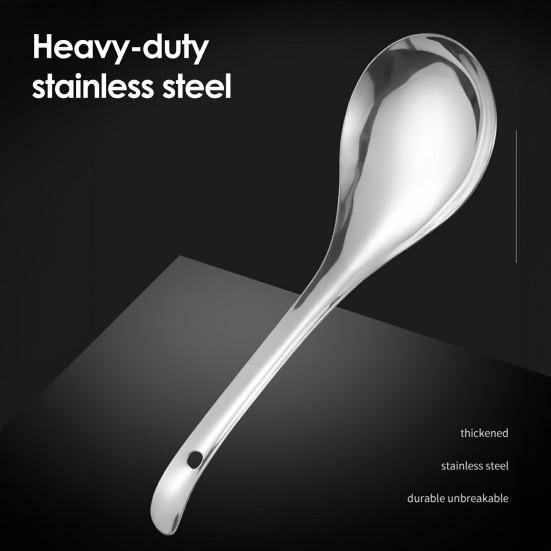 Stainless Steel Large Serving Spoon Thickened Deep Dinner Spoons for Soup Rice Mirror Polished Kitchen Utensil for Home Restaurant Buffet