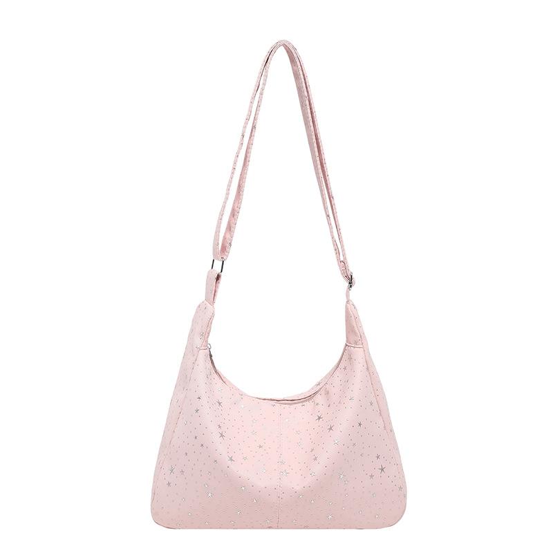Korean niche star printed shoulder bag Korean largecapacity messenger bag casual pleated commuter fresh tote bag