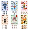 Hot Cartoon Crazy Animal  Rabbit Officer Face Swap Stickers 6 Pieces/Package Children'S Anime Surrounding Diy Costume Stickers