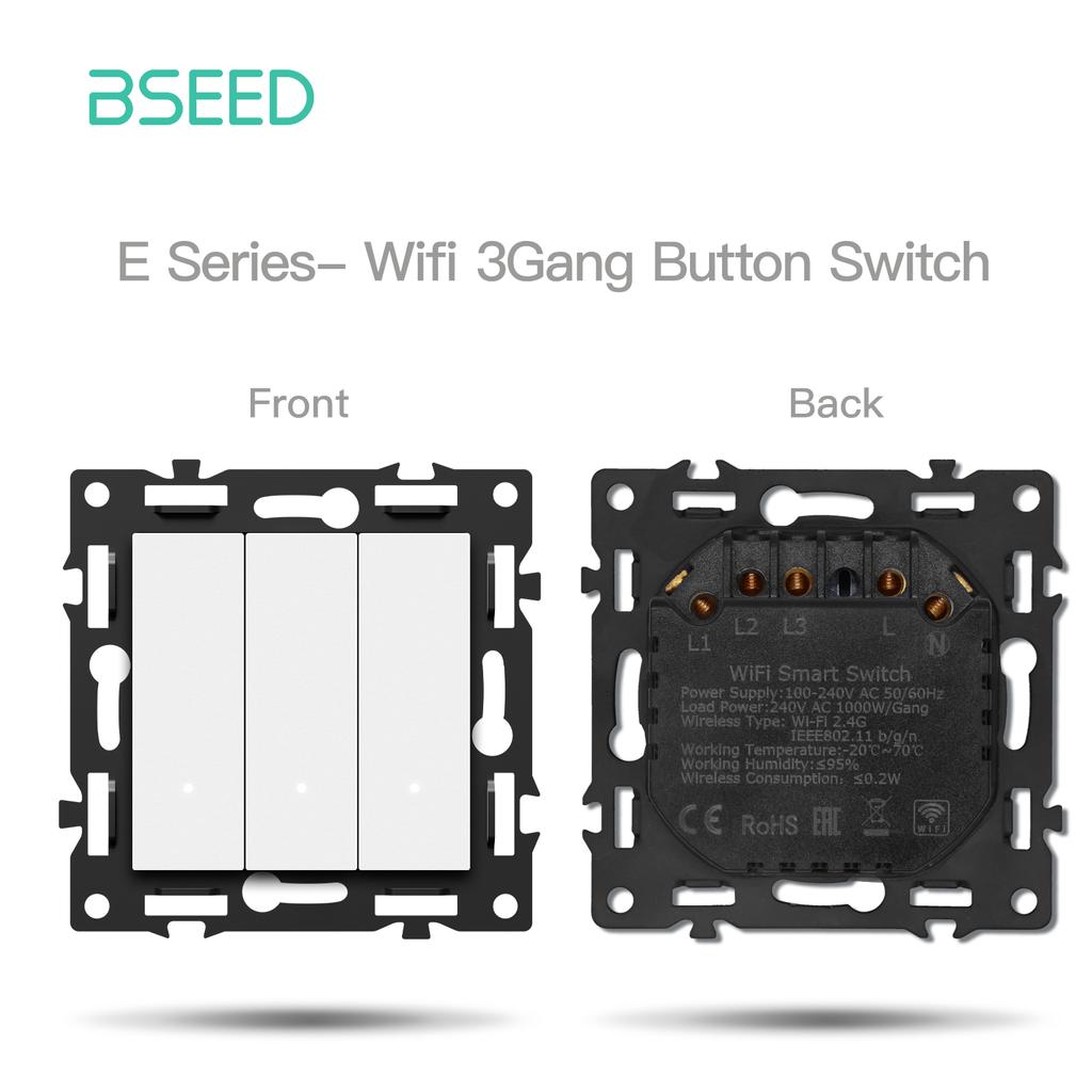 BSEED WIFI Click Switch Module Smart Light Switch Parts White Plastic Frame DIY Combination Wall Sockets USB Charge Key E-Series