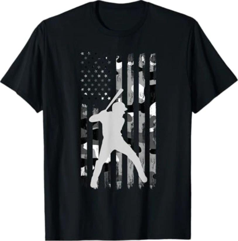 Baseball Player American Flag Usa Camo Patriotic Graphic Tees T Shirts S
