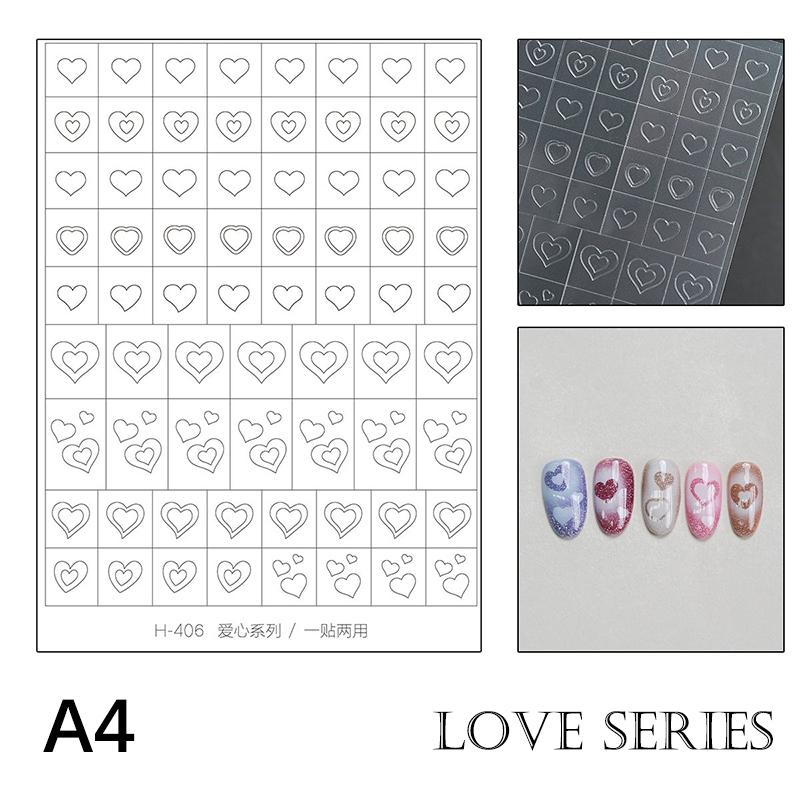 Autocollants pour Nail Art Creux Design Peint à la Bombe Cœur Papillon Motif Français Accessoires pour Ongles Décalcomanies Décoratives