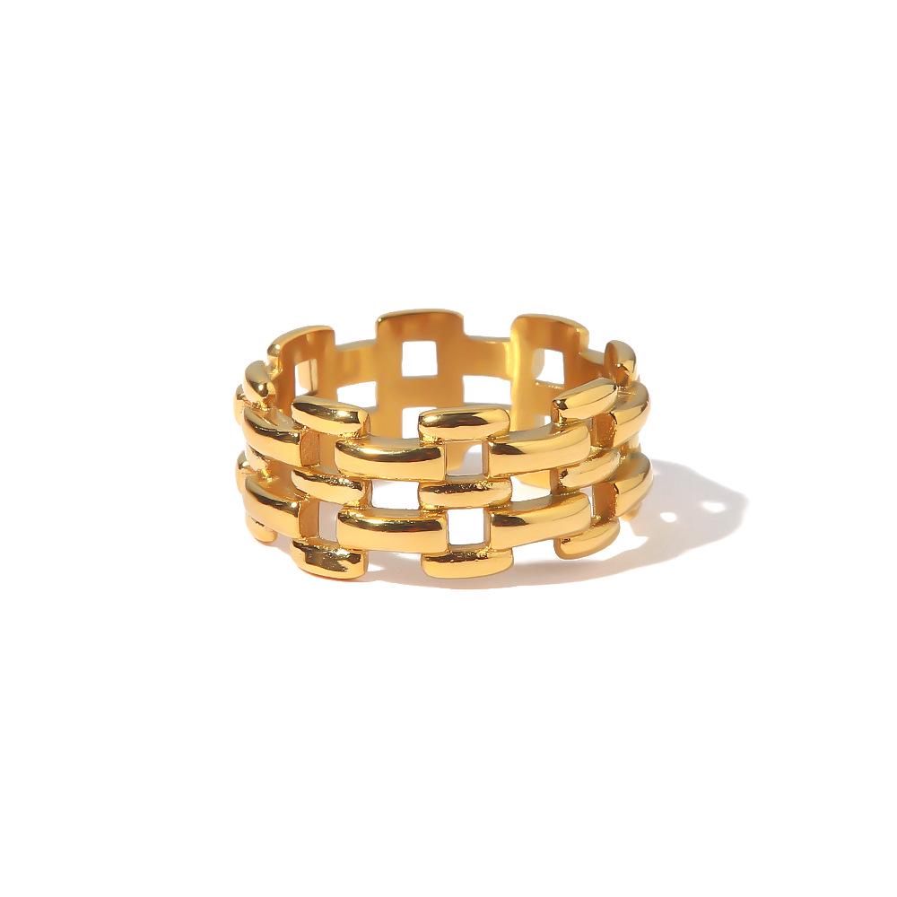 Inspired Titanium Steel 18K Gold Ring - Luxurious, Non-Fading Stainless Steel Design for Women